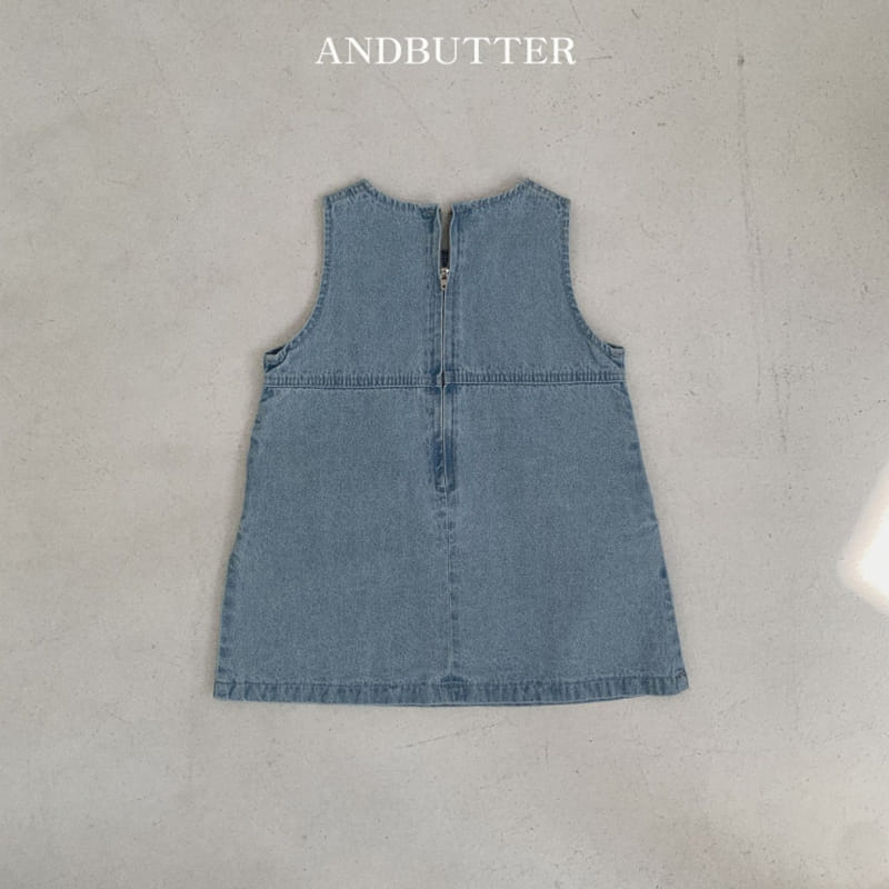 Andbutter - Korean Children Fashion - #stylishchildhood - Ribbon Denim One-Piece - 6