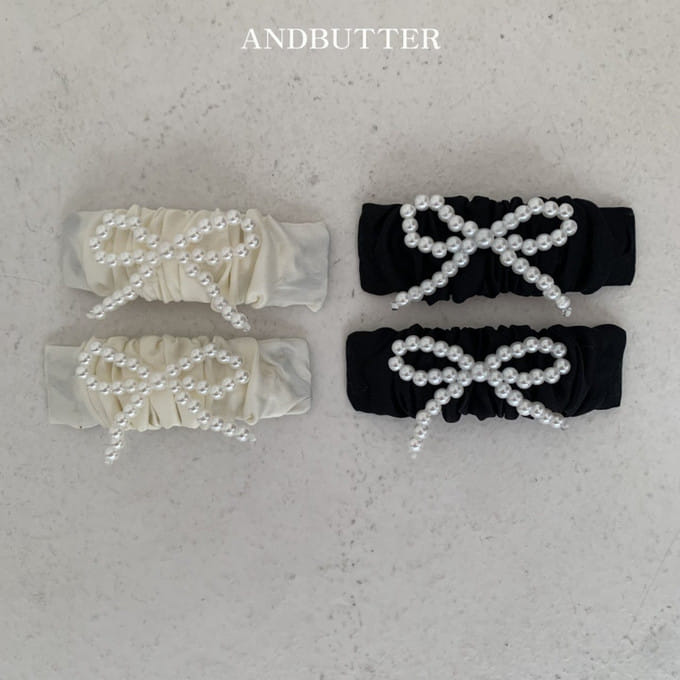 Andbutter - Korean Children Fashion - #toddlerclothing - Pearl Ribbon Hair Pin Set