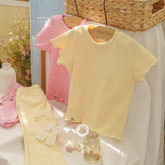 Arim Closet - Korean Children Fashion - #magicofchildhood - Pink Yellow Cute Baby Daily Frill Tee