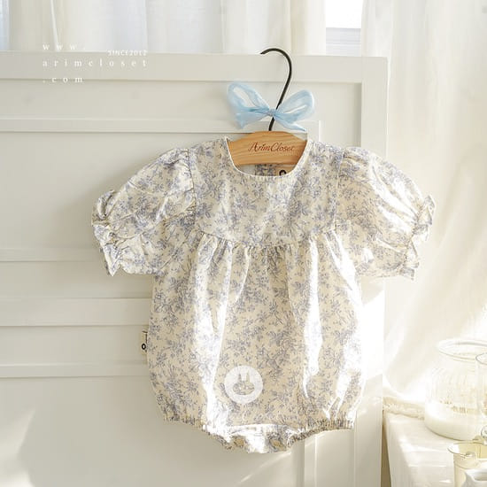 Arim Closet - Korean Children Fashion - #stylishchildhood - Summer Lovely Blue Flower C Baby Body Suit