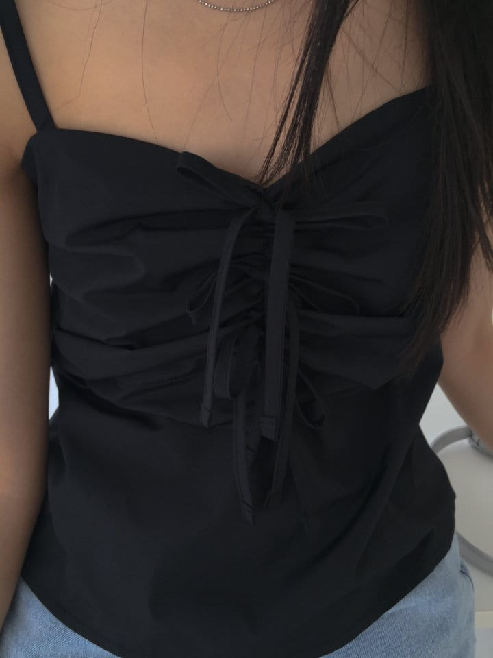 Attention plz - Korean Women Fashion - #momslook - Ribbon Sleveless Back Slit Blouse - 10