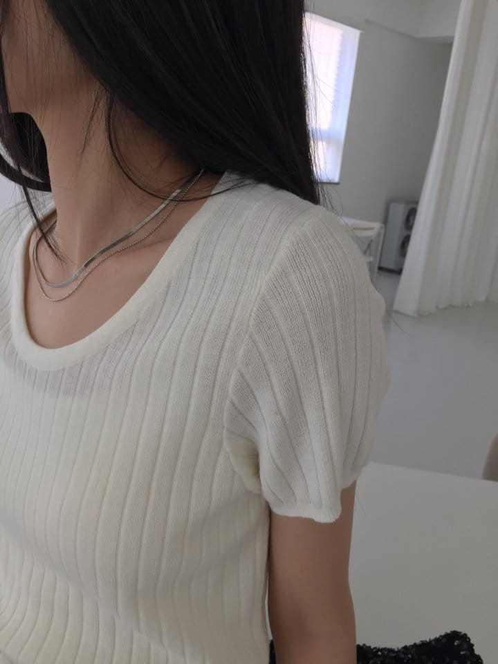 Attention plz - Korean Women Fashion - #momslook - Round Neck Short Sleeve Knit - 10