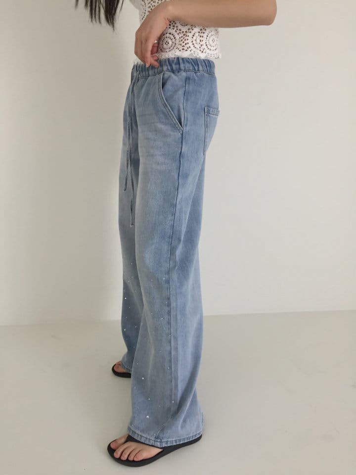 Attention plz - Korean Women Fashion - #pursuepretty - Double Cubic Denim Pants - 6