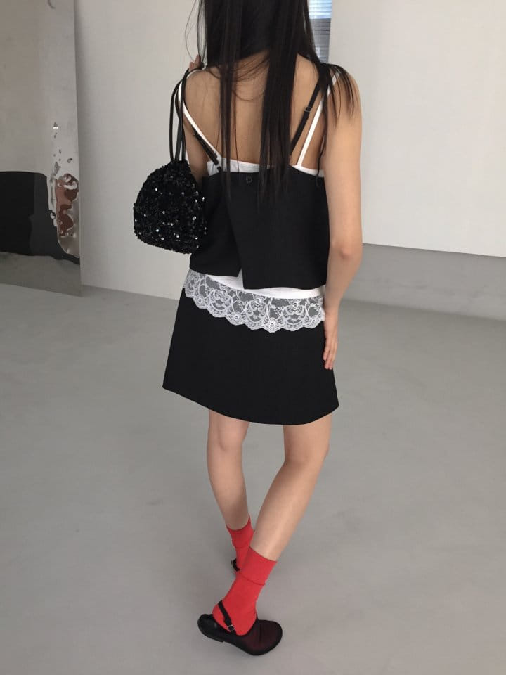 Attention plz - Korean Women Fashion - #restrostyle - Sleeveless Blouse Skirt Set - 8