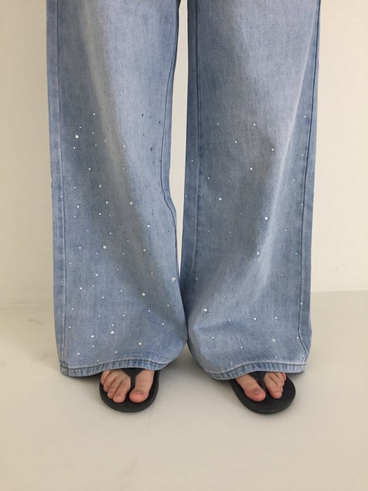 Attention plz - Korean Women Fashion - #vintagekidsstyle - Double Cubic Denim Pants - 5