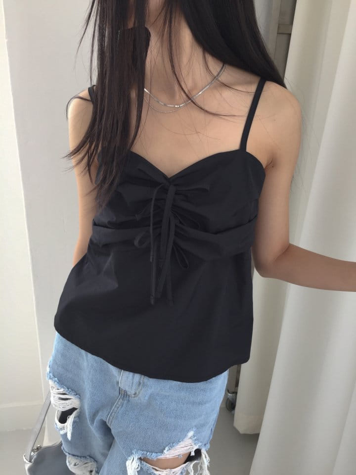 Attention plz - Korean Women Fashion - #womensfashion - Ribbon Sleveless Back Slit Blouse - 5