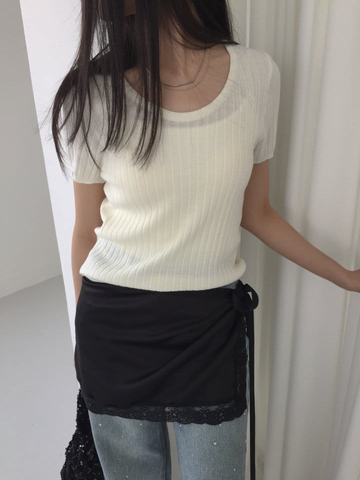 Attention plz - Korean Women Fashion - #womensfashion - Round Neck Short Sleeve Knit - 11