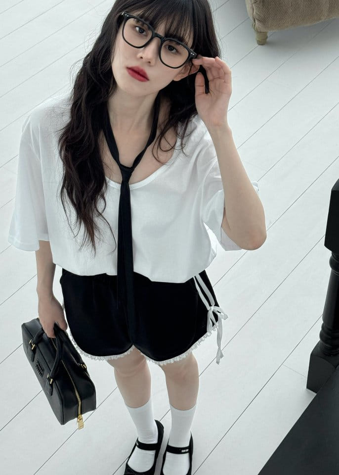 Auver_Fit - Korean Women Fashion - #momslook - Jersey Ribbon Shorts - 2