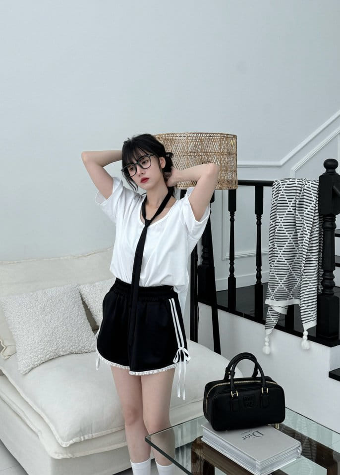 Auver_Fit - Korean Women Fashion - #momslook - Jersey Ribbon Shorts - 8