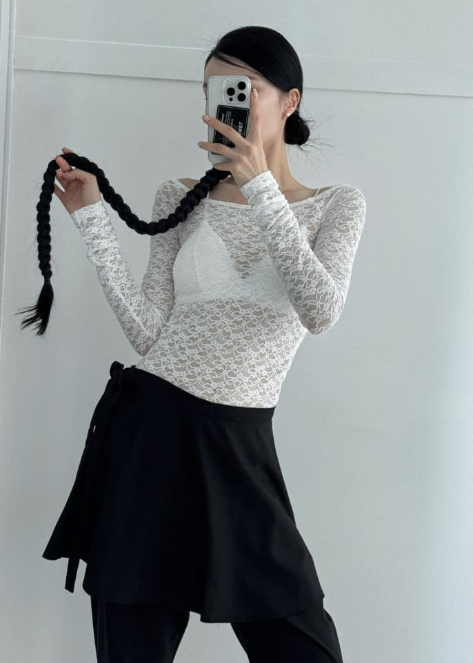 Auver_Fit - Korean Women Fashion - #momslook - Lace Off Shoulder 