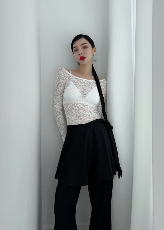 Auver_Fit - Korean Women Fashion - #vintageinspired - Lace Off Shoulder  - 7