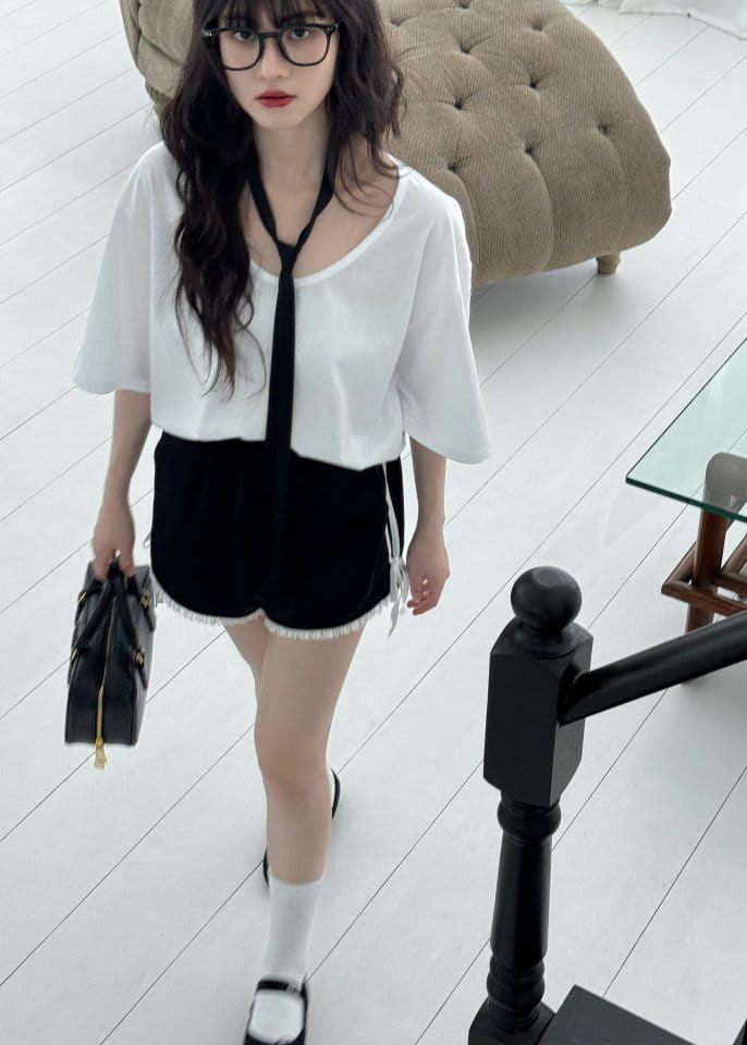 Auver_Fit - Korean Women Fashion - #womensfashion - Jersey Ribbon Shorts