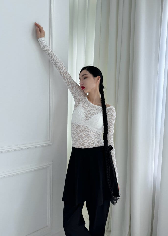 Auver_Fit - Korean Women Fashion - #womensfashion - Lace Off Shoulder  - 6