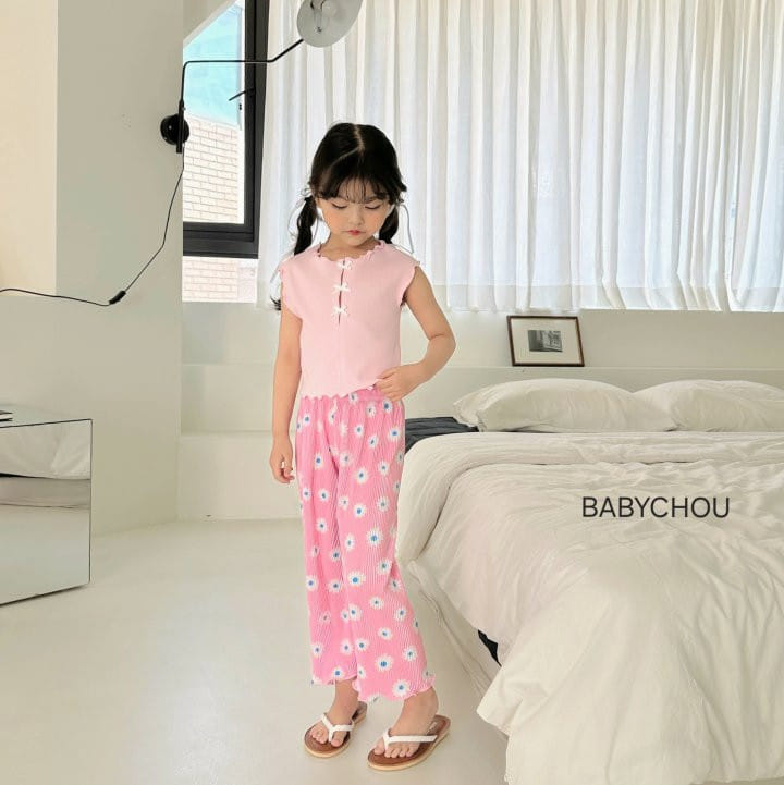 Babychou - Korean Children Fashion - #stylishchildhood - Flower Pleats Pants - 4