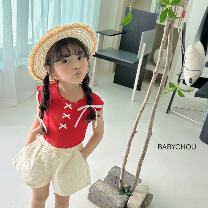 Babychou - Korean Children Fashion - #fashionkids - Lace Ribbon Pants - 9