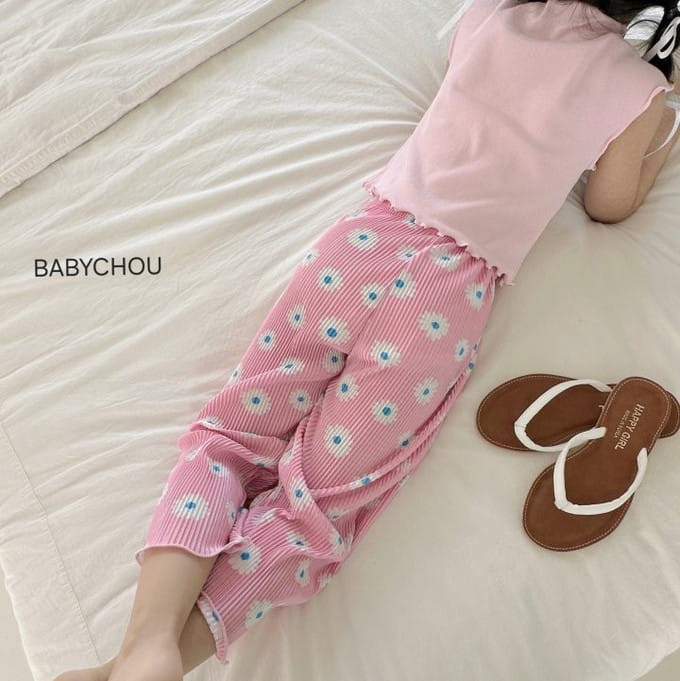 Babychou - Korean Children Fashion - #todddlerfashion - Flower Pleats Pants