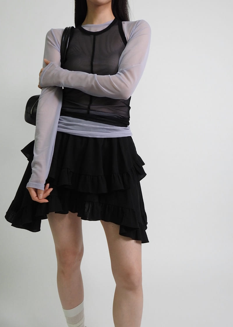 Black Fuchsia - Korean Women Fashion - #momslook - Unbalance Frill Skirt - 5