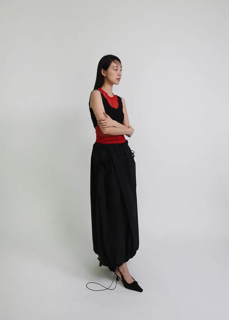 Black Fuchsia - Korean Women Fashion - #thatsdarling - Balloon Pocket Long Skirt