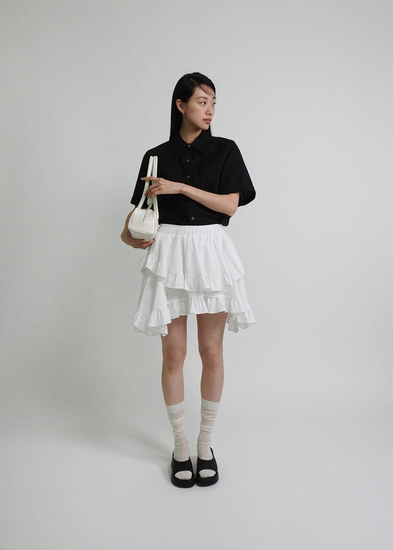 Black Fuchsia - Korean Women Fashion - #thatsdarling - Unbalance Frill Skirt - 4