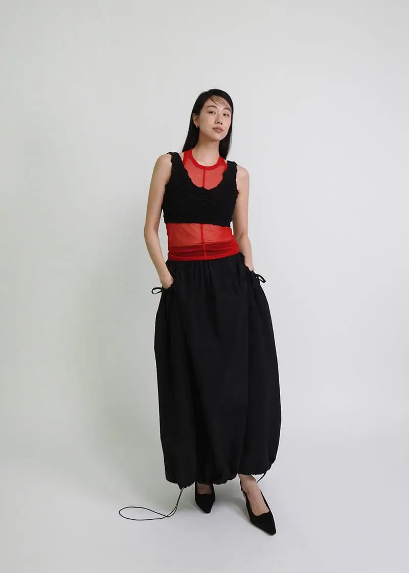 Black Fuchsia - Korean Women Fashion - #womensfashion - Bubble Layered Sleeveless Tee - 5