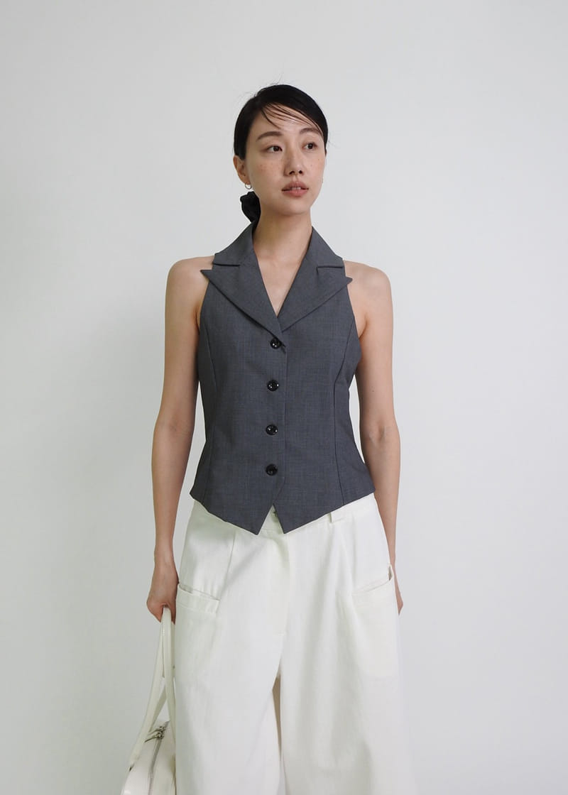 Black Fuchsia - Korean Women Fashion - #womensfashion - Collar Slim Vest - 5