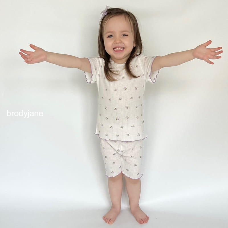 Brody Jane - Korean Children Fashion - #childofig - Berry Eyelet Short Sleeve Top Bottom Set - 5