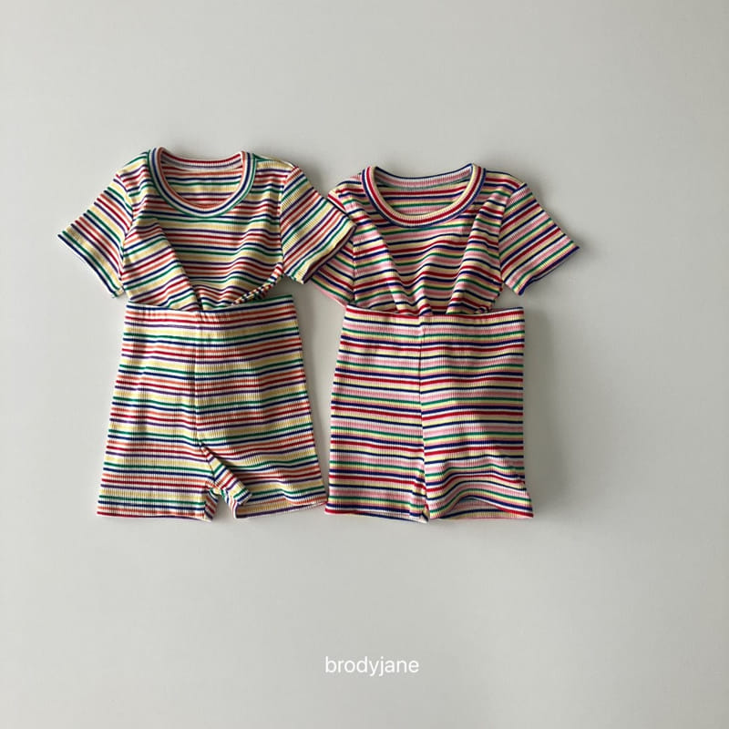 Brody Jane - Korean Children Fashion - #childrensboutique - Rain Bow ST Short Sleeve Top Bottom Set - 11