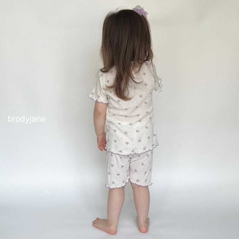 Brody Jane - Korean Children Fashion - #childrensboutique - Berry Eyelet Short Sleeve Top Bottom Set - 6