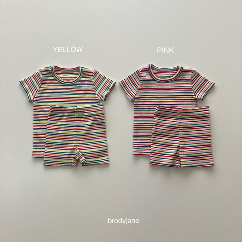 Brody Jane - Korean Children Fashion - #kidsshorts - Rain Bow ST Short Sleeve Top Bottom Set