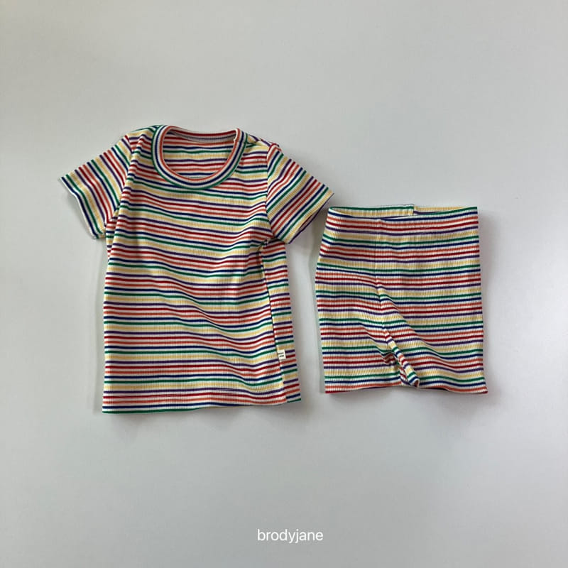 Brody Jane - Korean Children Fashion - #kidsstore - Rain Bow ST Short Sleeve Top Bottom Set - 2