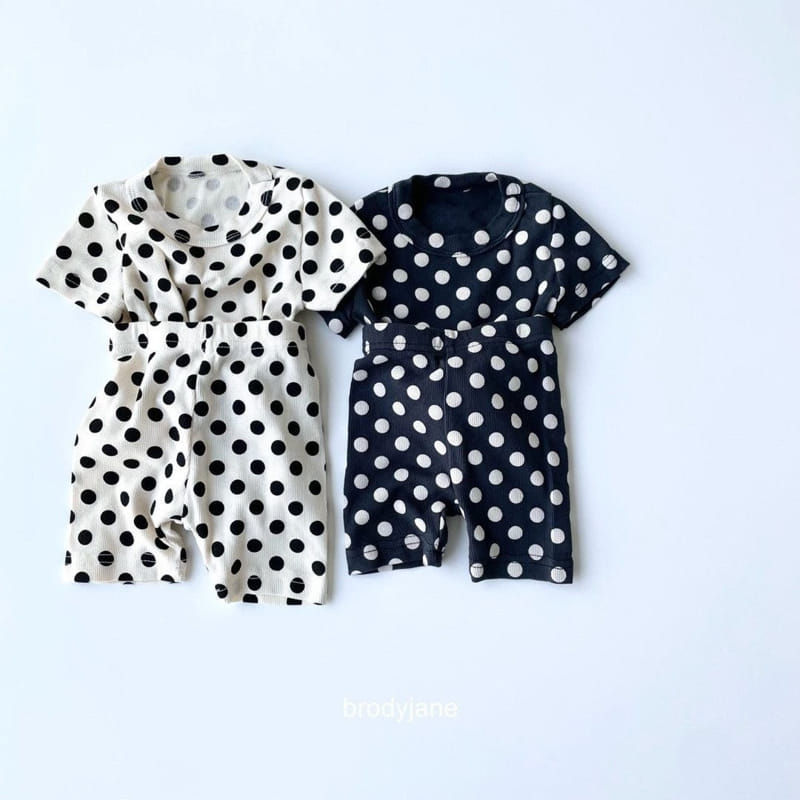 Brody Jane - Korean Children Fashion - #kidzfashiontrend - Dot Rib Short Sleeve Top Bottom Set