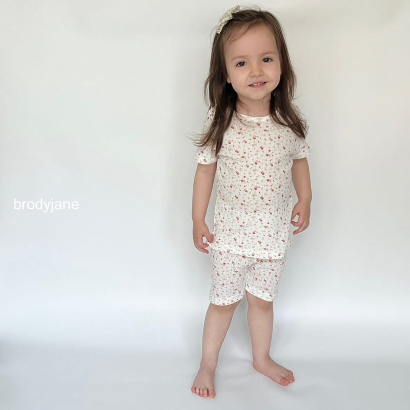 Brody Jane - Korean Children Fashion - #littlefashionista - Floral Short Sleeve Top Bottom Set - 5