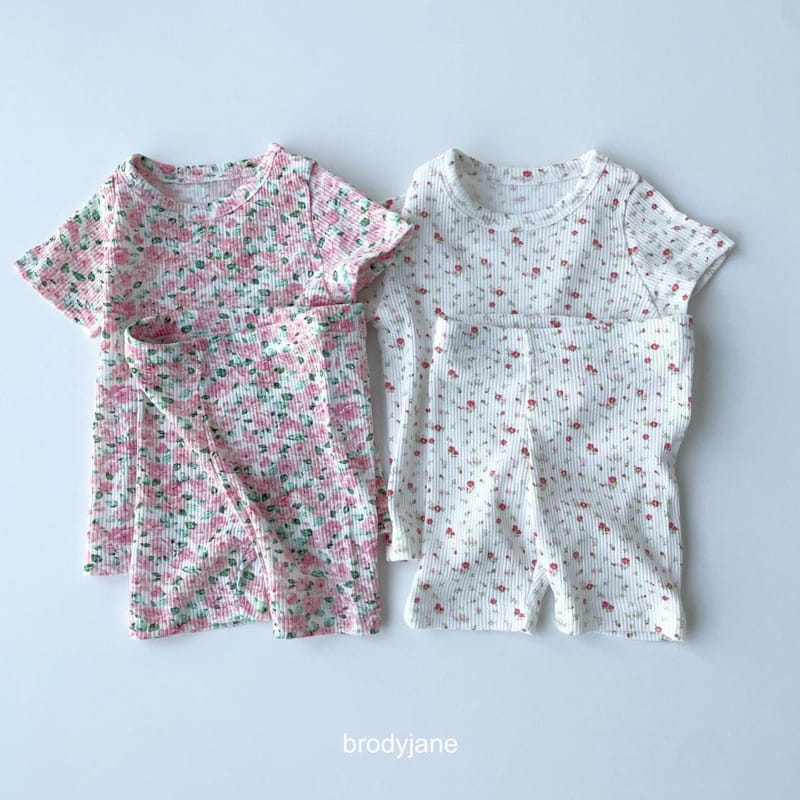 Brody Jane - Korean Children Fashion - #todddlerfashion - Floral Short Sleeve Top Bottom Set - 9