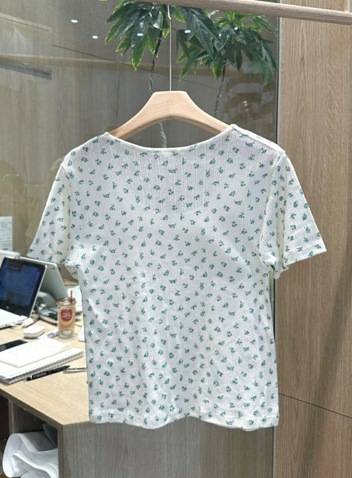 Buttering - Korean Women Fashion - #momslook - Ribbon Eyelet Tee - 3