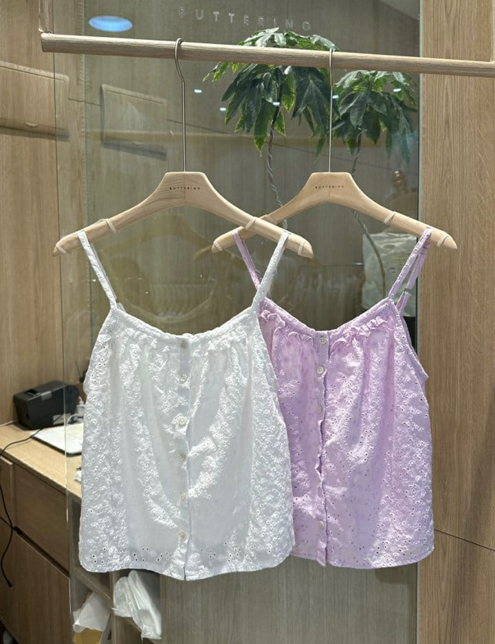 Buttering - Korean Women Fashion - #momslook - Eyelet Embroidery Sleeveless Tee - 6