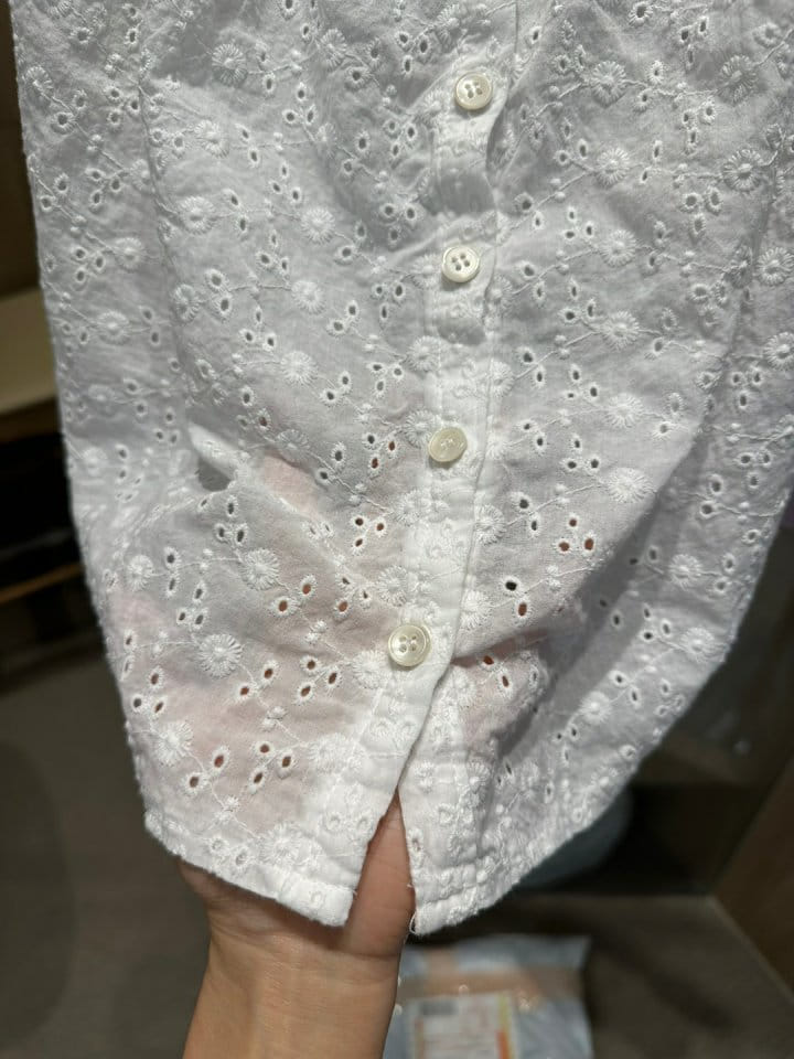 Buttering - Korean Women Fashion - #momslook - Eyelet Embroidery Sleeveless Tee - 8