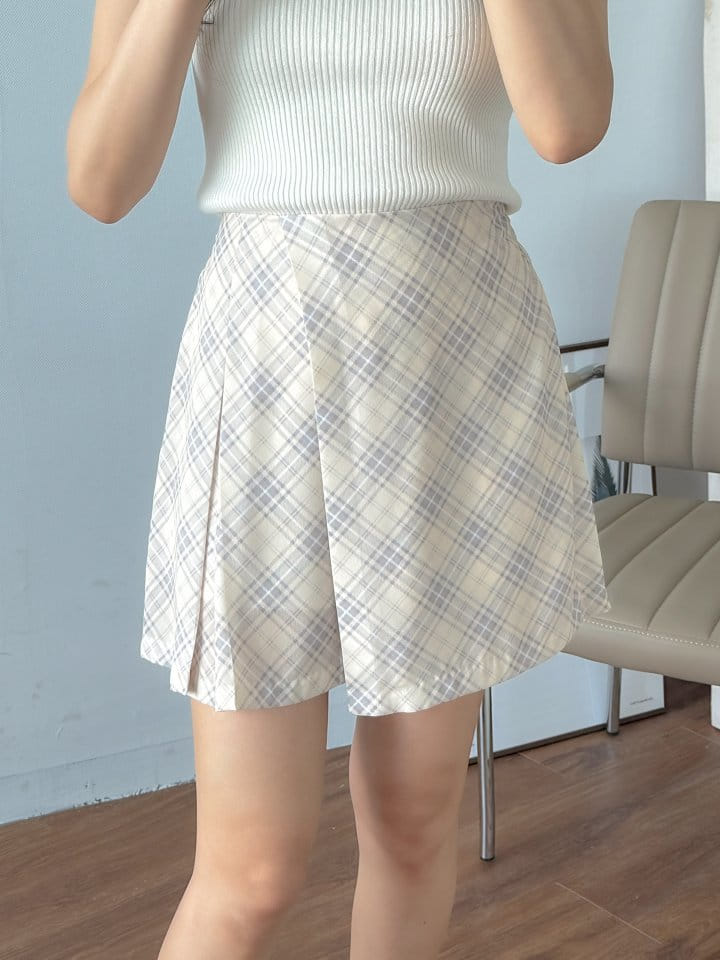 Bytheshew - Korean Women Fashion - #momslook - Check Wrap Skirt Pants - 10