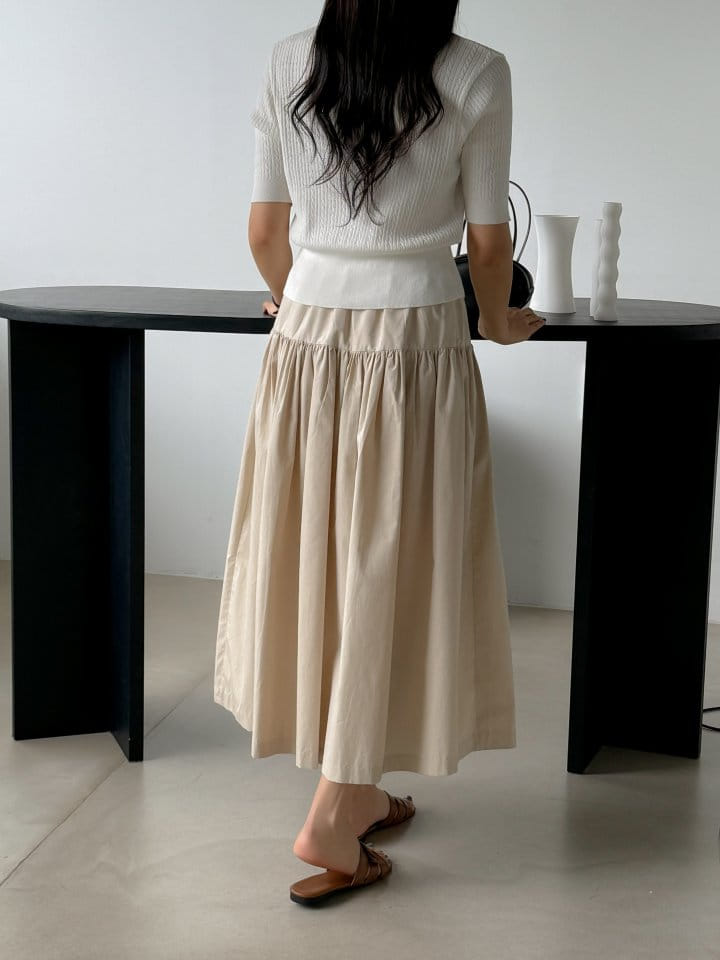 Bytheshew - Korean Women Fashion - #romanticstyle - Shirring Long Skirt - 8