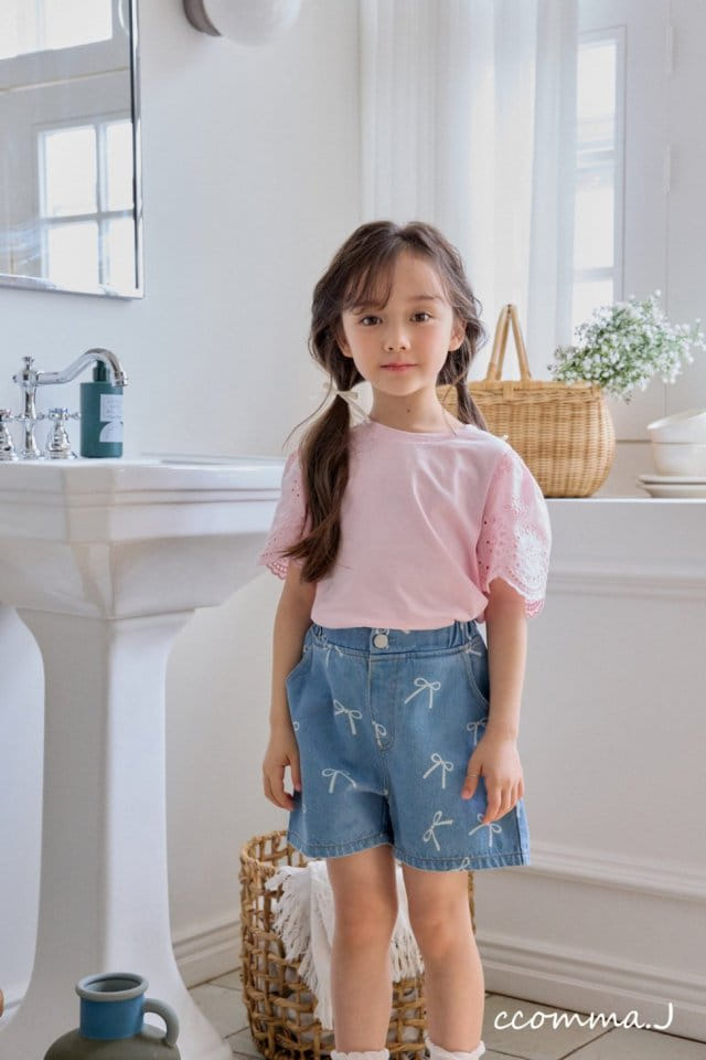 Ccommaj - Korean Children Fashion - #childofig - Ribbon Denim Shorts - 8