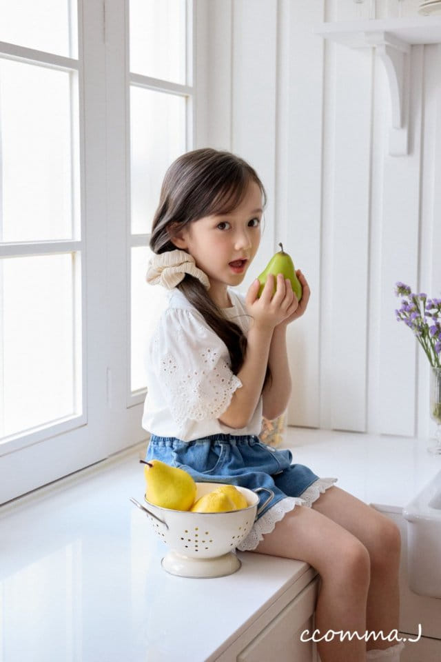 Ccommaj - Korean Children Fashion - #fashionkids - Eyelet Short Sleeve Tee - 2