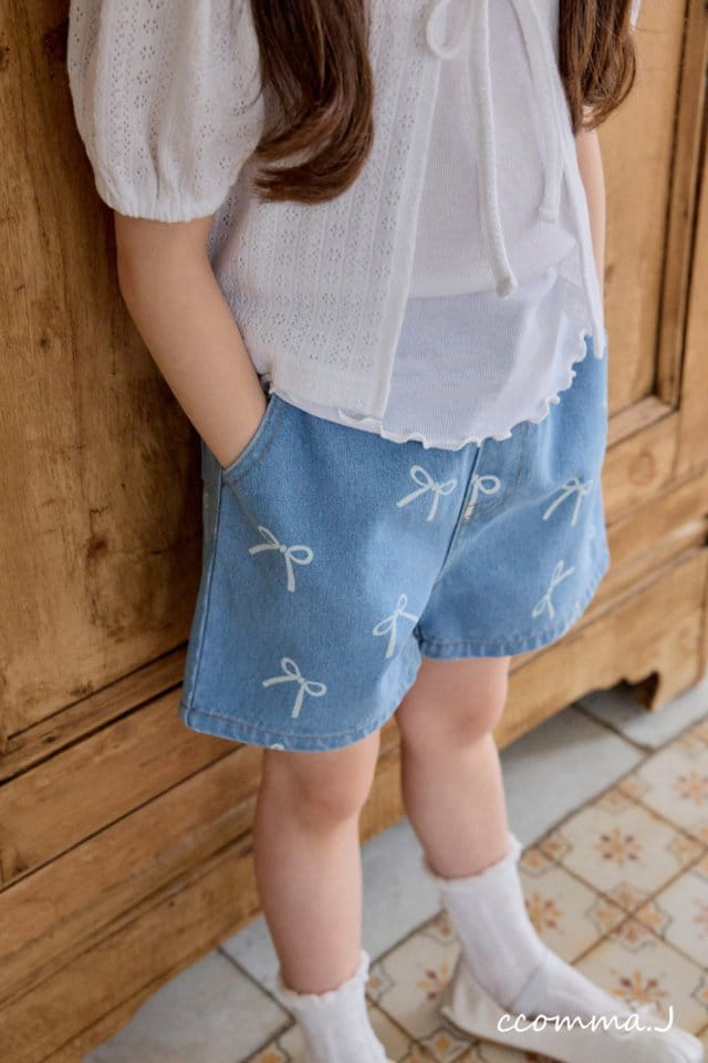 Ccommaj - Korean Children Fashion - #kidsstore - Ribbon Denim Shorts