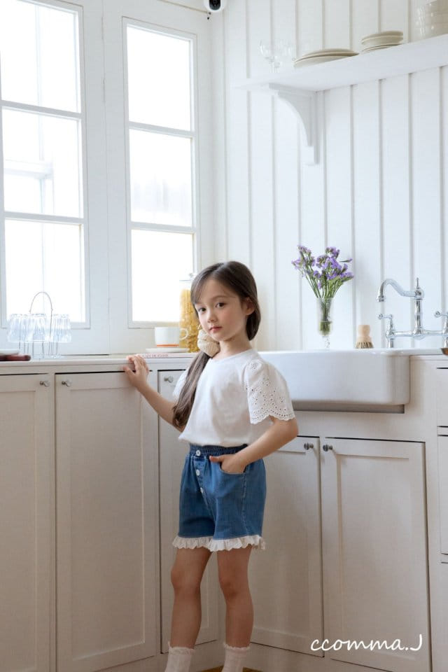 Ccommaj - Korean Children Fashion - #kidzfashiontrend - Eyelet Short Sleeve Tee - 5