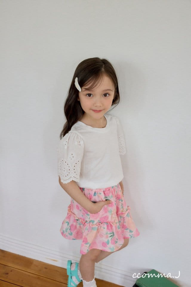 Ccommaj - Korean Children Fashion - #littlefashionista - Eyelet Short Sleeve Tee - 7