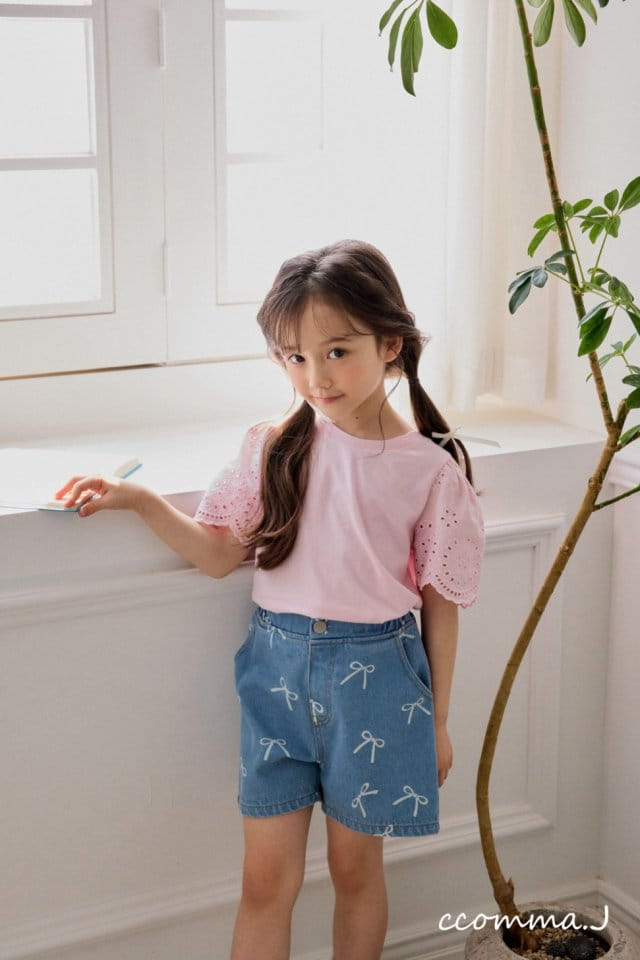 Ccommaj - Korean Children Fashion - #magicofchildhood - Eyelet Short Sleeve Tee - 8