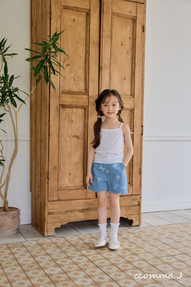 Ccommaj - Korean Children Fashion - #minifashionista - Ribbon Denim Shorts - 6