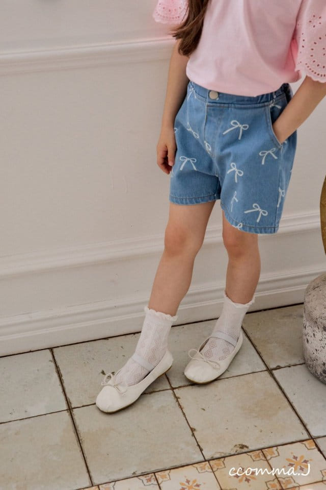 Ccommaj - Korean Children Fashion - #prettylittlegirls - Ribbon Denim Shorts - 7