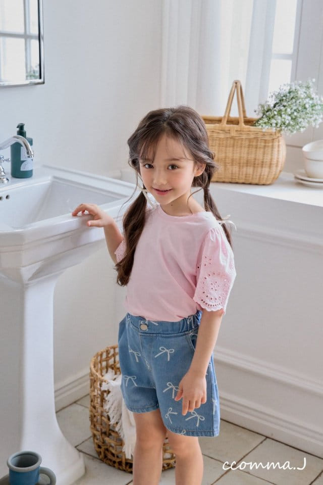 Ccommaj - Korean Children Fashion - #prettylittlegirls - Eyelet Short Sleeve Tee - 10