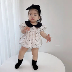 Choucream - Korean Baby Fashion - #babyoutfit - Dot Collar Body Suit