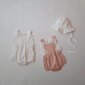 Choucream - Korean Baby Fashion - #onlinebabyboutique - Lace Dungarees Body Suit