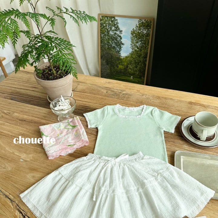 Chouette - Korean Children Fashion - #kidsshorts - Totion Lace Rib Tee - 9